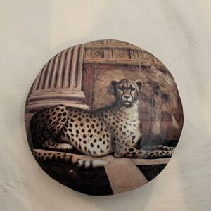 Pompeii Cheetah Elaine Volherbst Art In Motion 8 Inch Round Glass Container Lid